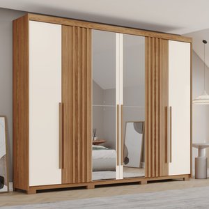 Guarda-roupa Casal 6 Portas 4 Gavetas com Espelho Nathaniel Espresso Móveis