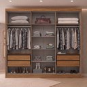 Ver imagem 4 de Guarda-Roupa Casal 6 Portas 4 Gavetas com Espelho Nathaniel Espresso Móveis Marrom/Nature/Off White