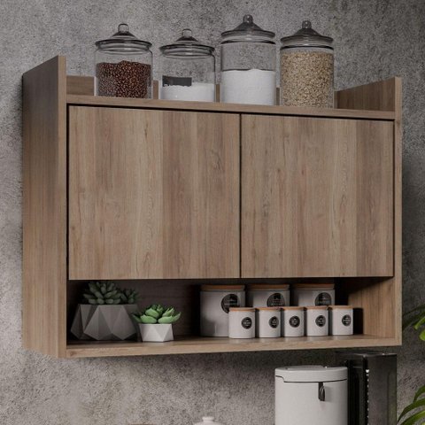 Armário Aéreo Cozinha Multiuso Cecília 70cm 02 Portas - Ssx Multicoisas Freijó