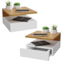 Ver imagem 2 de Kit 2 Mesas de Cabeceira Suspensa 1 Gaveta Inferior