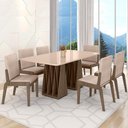 Ver imagem 2 de Kit Mesa de Jantar Orquestra com 6 Cadeira Sinfonia em Linho Carvalho/fendi/creme