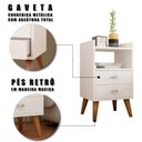 Ver imagem 5 de Kit 2 Mesa de Cabeceira Retrô Pés Palito em Madeira Maciça 2 Gavetas e Prateleira