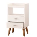 Ver imagem 6 de Kit 2 Mesa de Cabeceira Retrô Pés Palito em Madeira Maciça 2 Gavetas e Prateleira