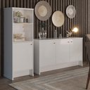 Ver imagem 1 de Kit Sala Jantar e Estar Aparador 3 Portas e Livreiro Berlin - Vianossa