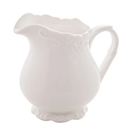 Leiteira Porcelana Alto Relevo Branca 250ml - 1