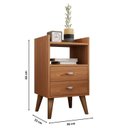 Ver imagem 4 de Kit 2 Mesa de Cabeceira Retrô Pés Palito em Madeira Maciça 2 Gavetas e Prateleira