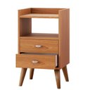 Ver imagem 6 de Kit 2 Mesa de Cabeceira Retrô Pés Palito em Madeira Maciça 2 Gavetas e Prateleira