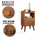 Ver imagem 5 de Kit 2 Mesa de Cabeceira Retrô Pés Palito em Madeira Maciça 2 Gavetas e Prateleira
