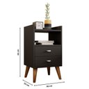 Ver imagem 4 de Kit 2 Mesa de Cabeceira Retrô Pés Palito em Madeira Maciça 2 Gavetas e Prateleira