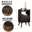 Ver imagem 5 de Kit 2 Mesa de Cabeceira Retrô Pés Palito em Madeira Maciça 2 Gavetas e Prateleira Preto