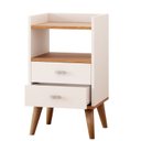 Ver imagem 6 de Kit 2 Mesa de Cabeceira Retrô Pés Palito em Madeira Maciça 2 Gavetas e Prateleira