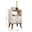 Ver imagem 4 de Kit 2 Mesa de Cabeceira Retrô Pés Palito em Madeira Maciça 2 Gavetas e Prateleira