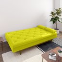 Ver imagem 2 de Sofá Cama 3 Lugares em Suede Tokio Yescasa Amarelo/Castanho