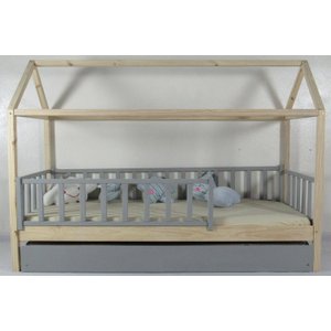 Bicama Infantil Solteiro Casinha Colorida Madeira Maciça Pinus Grade Vertical