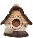 Ver imagem 2 de Kit Casinha e Chalé de Passarinho com Comedouro Feitos de Madeira- Decoração