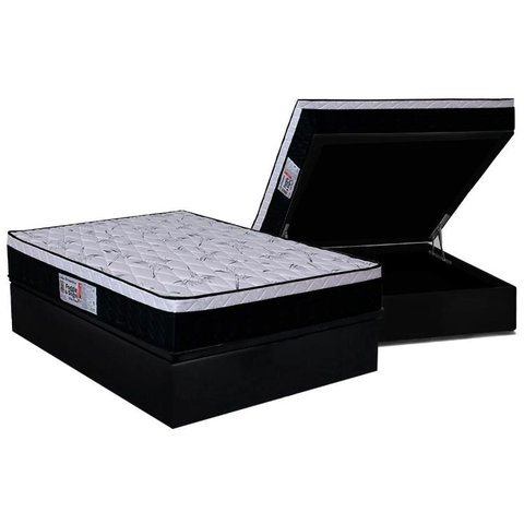 Cama Box Baú Casal: Colchão Ortopédico Orthoflex Foggia Sogni Unic Face + Base CRC Suede Black(138x1