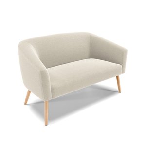 Sofá Namoradeira Stella Bouclê Bege Pés Palito Natural - D'Rossi