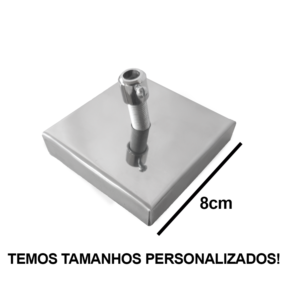 Kit 5 Canoplas para Lustre e Pendente Quadrada Cromada 8cm Inox - 2