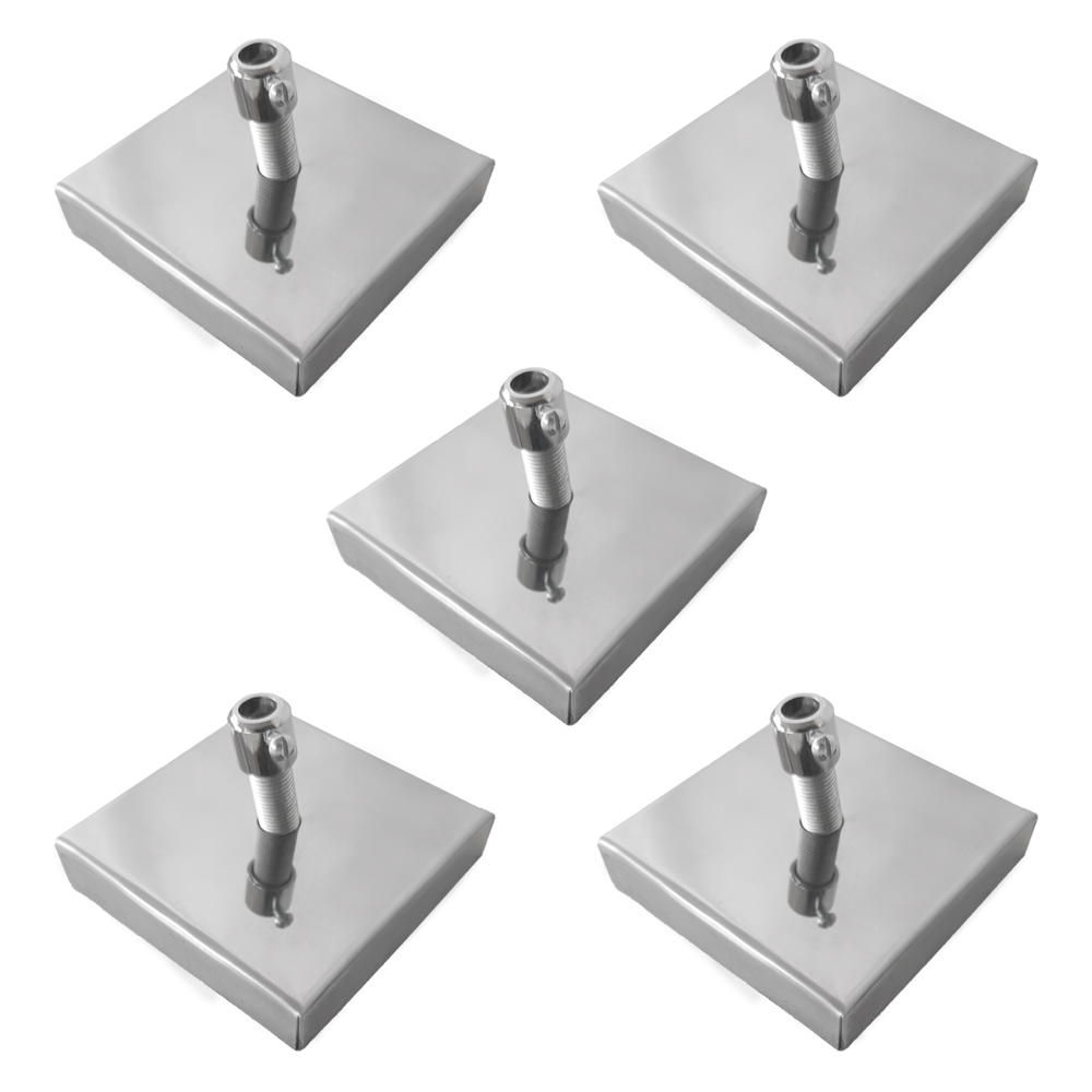 Kit 5 Canoplas para Lustre e Pendente Quadrada Cromada 8cm Inox - 1