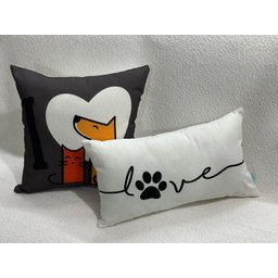 Capa de Almofada Decorativa Marrom Gato e Cachorro 100% Algodão para Sofá - 43x43cm - 3