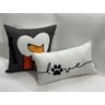 Capa de Almofada Decorativa Marrom Gato e Cachorro 100% Algodão para Sofá - 43x43cm - 3