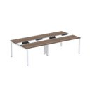 Ver imagem 1 de Estação de Trabalho Mesa Plataforma Escritório Dupla para 4 Pessoas com Caixa de Tomada Pdc Marrom/Walnut/Branco