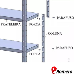 Prateleira Estante Armário Aço 6 Bandejas 60cm Cinza Romero - 3