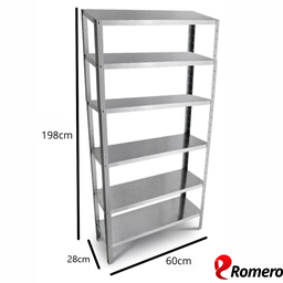 Prateleira Estante Armário Aço 6 Bandejas 60cm Cinza Romero - 2