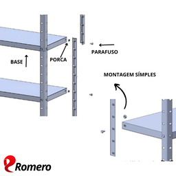 Prateleira Estante Armário Aço 6 Bandejas 60cm Cinza Romero - 4