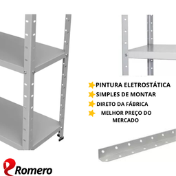 Prateleira Estante Armário Aço 6 Bandejas 60cm Cinza Romero - 9