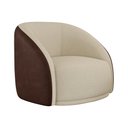 Ver imagem 1 de Poltrona Giratória 87cm Heidi Courino Marrom | Bouclé Suave Bege - Sallar Home
