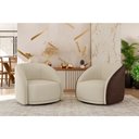 Ver imagem 2 de Poltrona Giratória 87cm Heidi Courino Marrom | Bouclé Suave Bege - Sallar Home