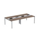 Ver imagem 1 de Estação de Trabalho Mesa Plataforma Escritório Dupla para 4 Pessoas com Caixa de Tomada Pdc Marrom/Walnut/Cinza