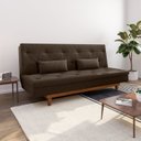 Ver imagem 1 de Sofá Cama 3 Lugares em Suede Tokio Yescasa