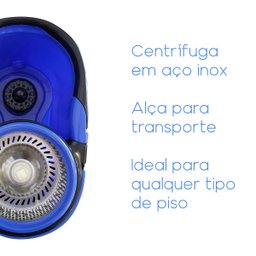 Balde Mop Pro Inox Esfregao Giratorio C/ Refil Cabo Regulave - 5