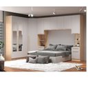 Ver imagem 1 de Quarto Modulado 3 Guarda Roupas 2 Mesas de Cabeceira 1 Módulo Ponte Aéreo San Diego Bege/Aveiro Oak/Cinza Urbano