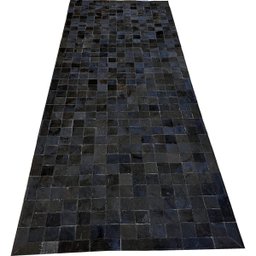 Tapete de couro preto natural 1,00x2,50 com bordas - 1