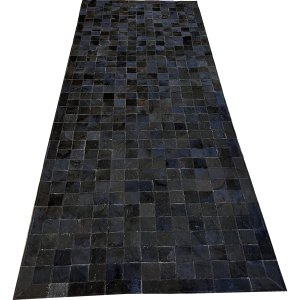 Tapete de couro preto natural 1,00x2,50 com bordas