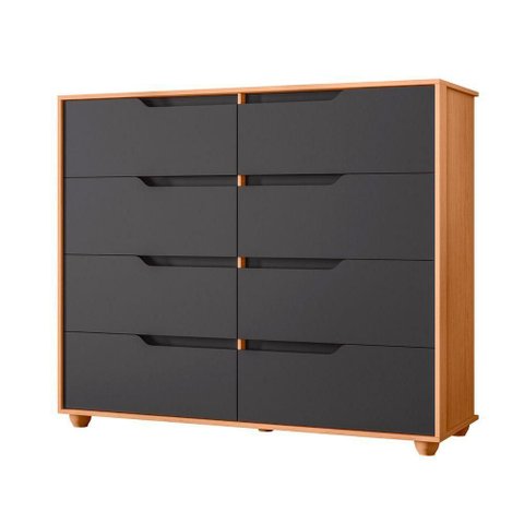 Comoda Doble 8 Gavetas Quarto Freijo com Titanium Vistas Flex - Albatroz