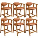 Ver imagem 1 de Kit 06 Banquetas Baixa Cozinha Sala de Jantar Bancada Cecília L02 Couríssimo Camel - Lyam Decor