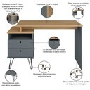 Ver imagem 4 de Mesa para Escritório Escrivaninha Home Office Versa A02 Olmo Grafito - Lyam Decor