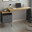 Ver imagem 2 de Mesa para Escritório Escrivaninha Home Office Versa A02 Olmo Grafito - Lyam Decor