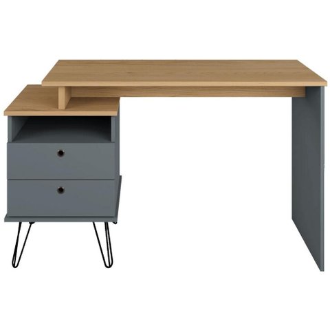 Mesa para Escritório Escrivaninha Home Office Versa A02 Olmo Grafito - Lyam Decor