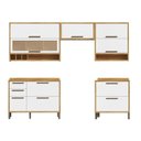 Ver imagem 2 de Cozinha Completa Modulada 100% MDF 5 Peças 8 Portas 4 Gavetas e Vidro 280cm Vicenza Espresso Móveis Branco/Amêndoa