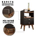 Ver imagem 5 de Kit 2 Mesa de Cabeceira Retrô Pés Palito em Madeira Maciça 2 Gavetas e Prateleira
