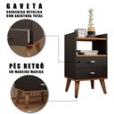 Ver imagem 5 de Kit 2 Mesa de Cabeceira Retrô Pés Palito em Madeira Maciça 2 Gavetas e Prateleira Preto