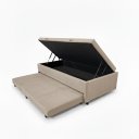 Ver imagem 1 de Cama Box Baú Solteiro com Auxiliar Conjugada |(188x88x42) - Suede Bege