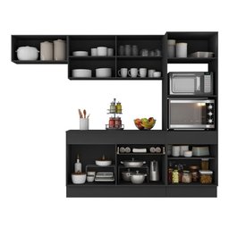 Armário de Cozinha Compacta 4 Peças com Rodapé Mp2176 Made Multimóveis Preto/dourado - 4