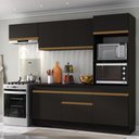 Ver imagem 1 de Armário de Cozinha Compacta 4 Peças com Rodapé Mp2176 Made Multimóveis Preto/dourado