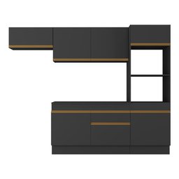 Armário de Cozinha Compacta 4 Peças com Rodapé Mp2176 Made Multimóveis Preto/dourado - 5